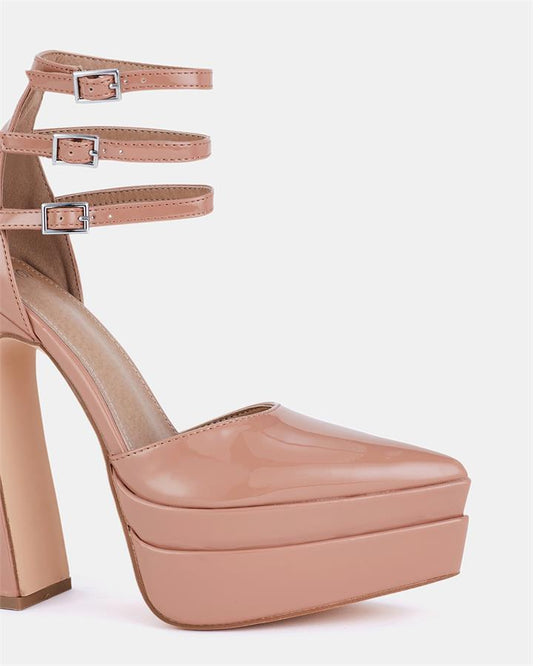 Image of Sandals. Product name - Zoella Women's Fast Fashion NUDE PATENT Novo Sandals in Nude Patent colour by brand - NOVO