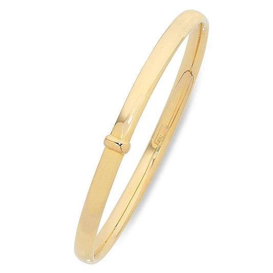 Image of Jewelry. Productname: 68mm 5mm Width Half Round Bangle in 9kt Yellow Bonded Gold in colour by brand - Bevilles