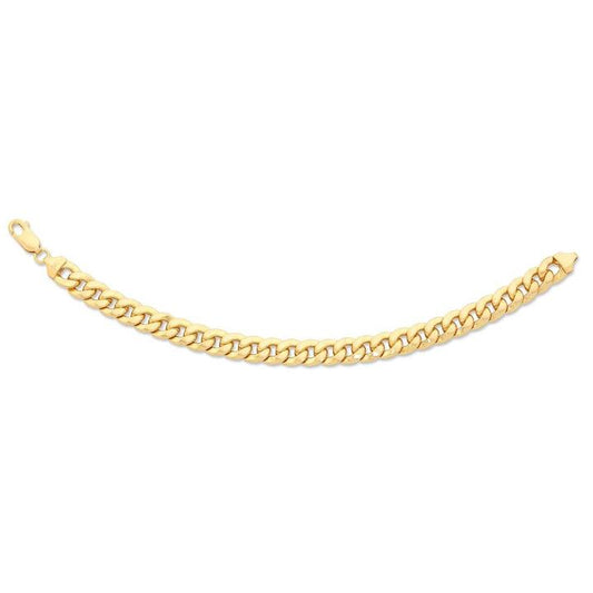 Image of Bracelets. Productname: 9kt Yellow Gold Silver Infused Curb Bracelet 22cm in Gold colour by brand - Bevilles