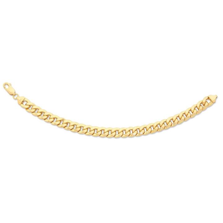 Image of Bracelets. Product name - 22cm Curb Bracelet in 9kt Yellow Bonded Gold in colour by brand - Bevilles