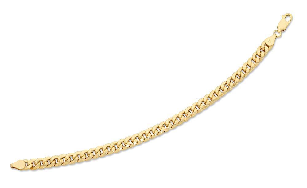 Image of Bracelets. Product name - 19cm Curb Bracelet in 9kt Yellow Bonded Gold in colour by brand - Bevilles