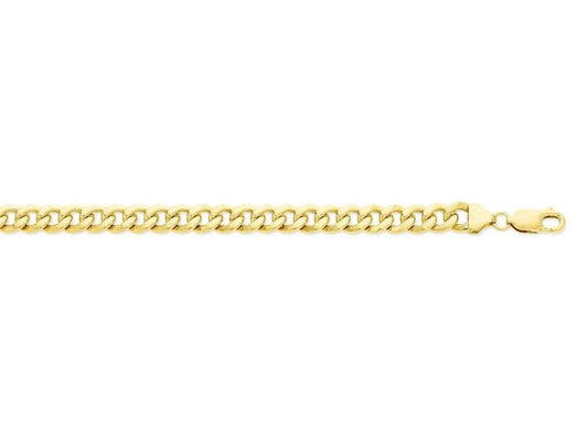 Image of Bracelets. Productname: 9kt Yellow Gold Silver Infused Curb Bracelet 21cm in Gold colour by brand - Bevilles