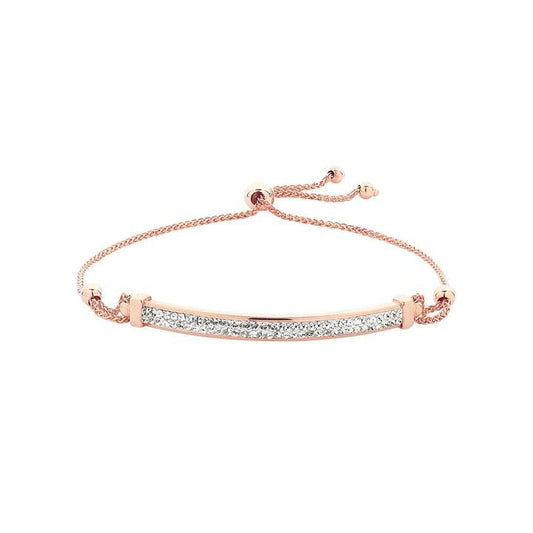 Image of Bracelets. Productname: 9kt Rose Gold Silver Infused Crystal ID Bracelet in Silver colour by brand - Bevilles