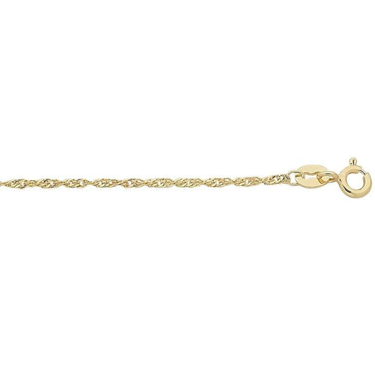 Image of Necklaces. Productname: 9kt Yellow Gold Fine Singapore Twist Chain Necklace 45cm in Gold colour by brand - Bevilles