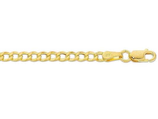 Image of Necklaces. Productname: 50cm Diamond Cut Curb Chain in 9kt Yellow Gold in colour by brand - Bevilles