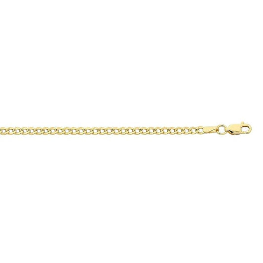 Image of Necklaces. Productname: 65cm Diamond Cut Curb Chain in 9kt Yellow Gold in colour by brand - Bevilles