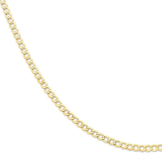 Image of Necklaces. Productname: 9kt Yellow Gold Fine Open Curb Chain Necklace 45cm in Gold colour by brand - Bevilles