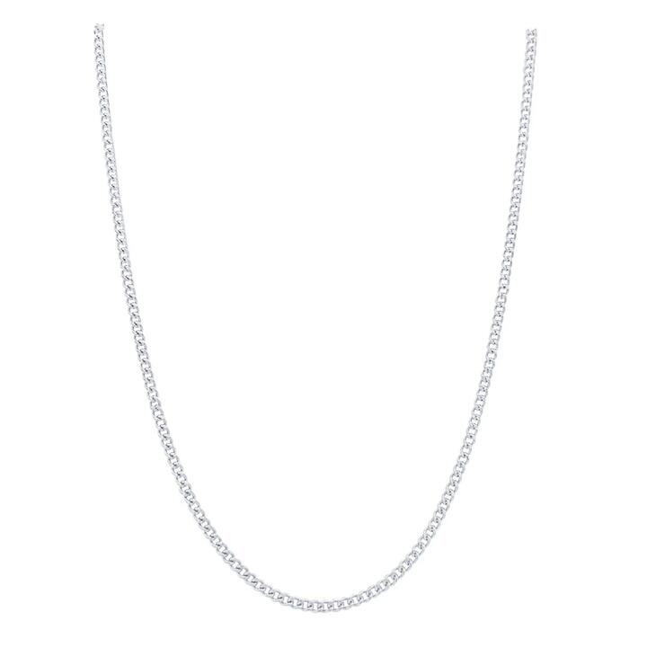 Image of Necklaces. Productname: 9kt White Gold Fine Diamond Cut Curb Chain Necklace 50cm in Gold colour by brand - Bevilles