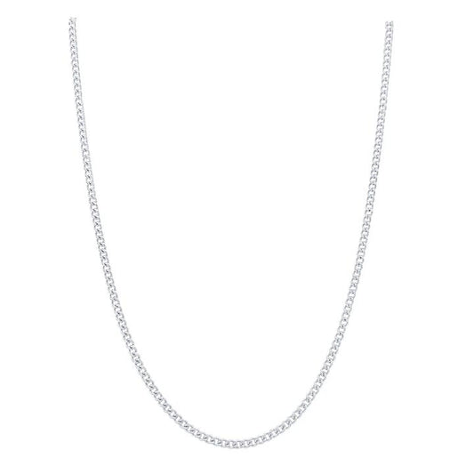Image of Necklaces. Productname: 9kt White Gold Fine Diamond Cut Curb Chain Necklace 50cm in Gold colour by brand - Bevilles