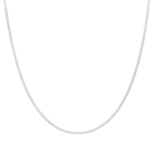 Image of Necklaces. Productname: 45cm Curb Chain in 9kt White Gold in colour by brand - Bevilles