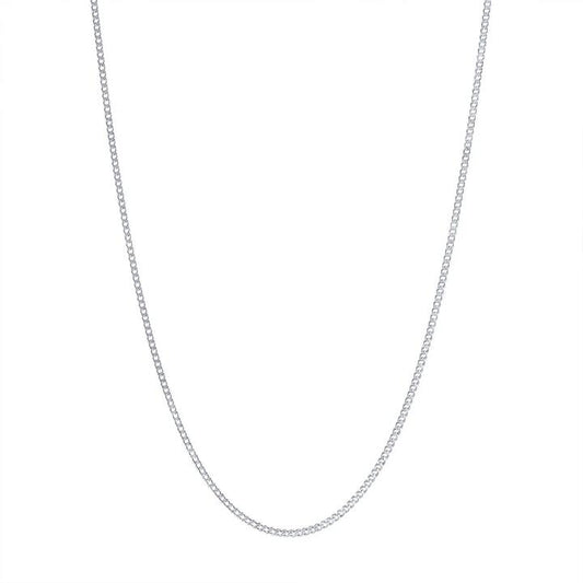 Image of Necklaces. Productname: 9kt White Gold Diamond Cut Curb Chain Necklace 45cm in Gold colour by brand - Bevilles