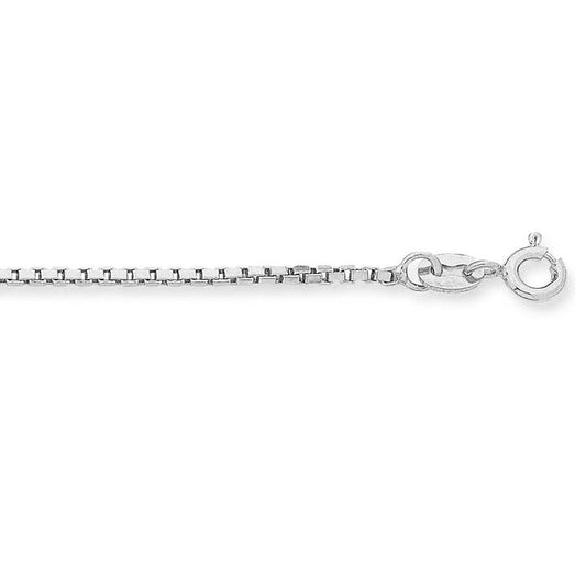 Image of Necklaces. Productname: 9kt White Gold 8 Sided Box Chain Necklace 50cm in Gold colour by brand - Bevilles