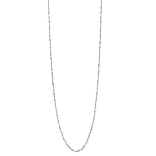 Image of Necklaces. Productname: 9kt White Gold Singapore Chain Necklace 45cm in Gold colour by brand - Bevilles