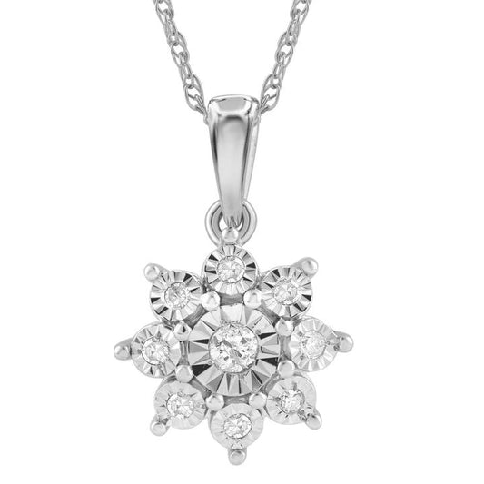 Image of Charms. Product name - 45cm Diamond Star Pendant Necklace with 0.10tw of Diamonds in 9kt White Gold in colour by brand - Bevilles