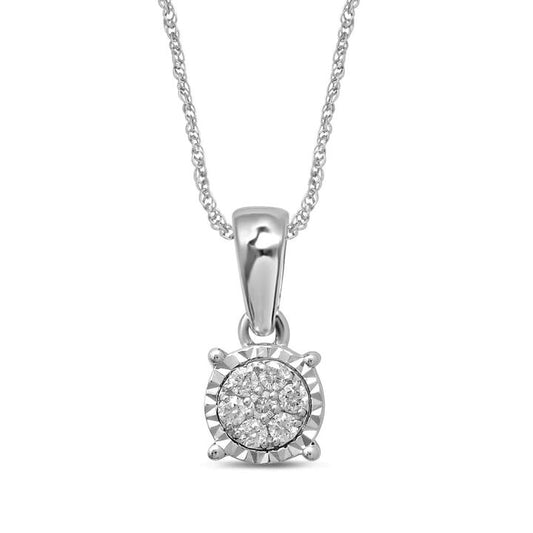 Image of Necklaces. Productname: 45cm Diamond Set Miracle Pendant Necklace in 9kt White Gold in Diamond colour by brand - Bevilles