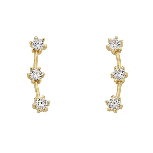 Image of Earrings. Product name - Cubic Zirconia Star Climber Stud Earrings in 9kt Yellow Bonded Gold in colour by brand - Bevilles