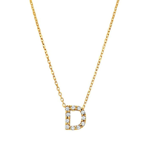 Image of Necklaces. Productname: 9kt Yellow Gold Silver Infused Cubic Zirconia Initial Necklace in Gold colour by brand - Bevilles
