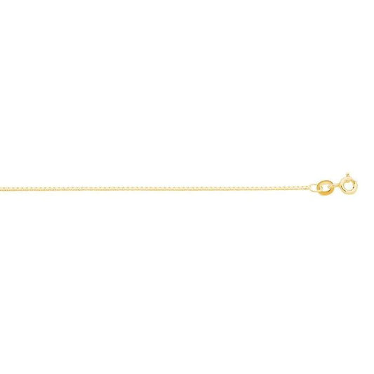 Image of Necklaces. Product name - 50cm Box Chain in 9kt Yellow Gold in colour by brand - Bevilles
