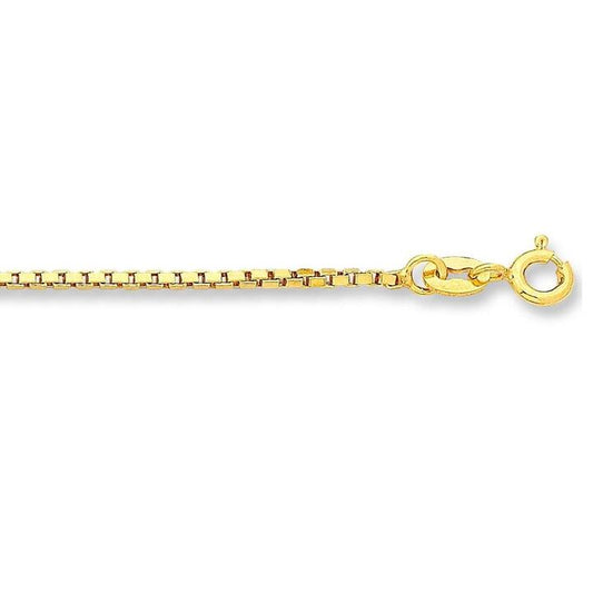 Image of Necklaces. Productname: 9kt Yellow Gold Box Chain Necklace 46cm in Gold colour by brand - Bevilles