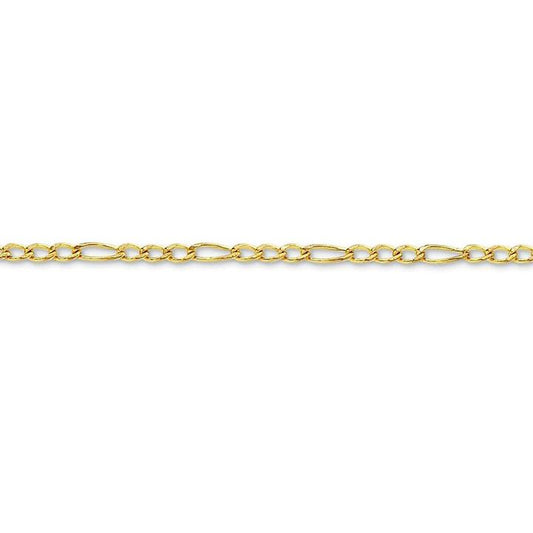 Image of Necklaces. Productname: 40cm 9kt Yellow Gold Figaro Chain Necklace in Gold colour by brand - Bevilles