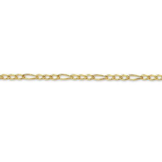 Image of Necklaces. Productname: 55cm Figaro Chain in 9kt Yellow Gold in colour by brand - Bevilles