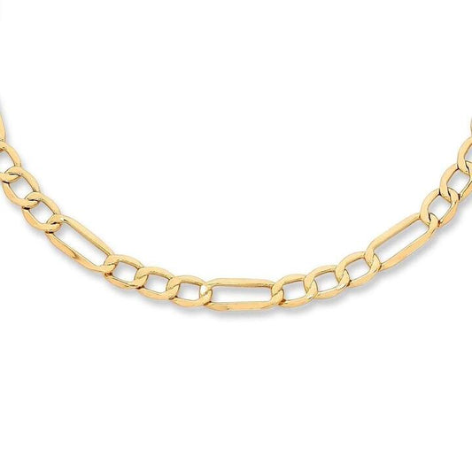 Image of Necklaces. Productname: 9kt Yellow Gold 1/3 Figaro Chain Necklace 45cm in Gold colour by brand - Bevilles