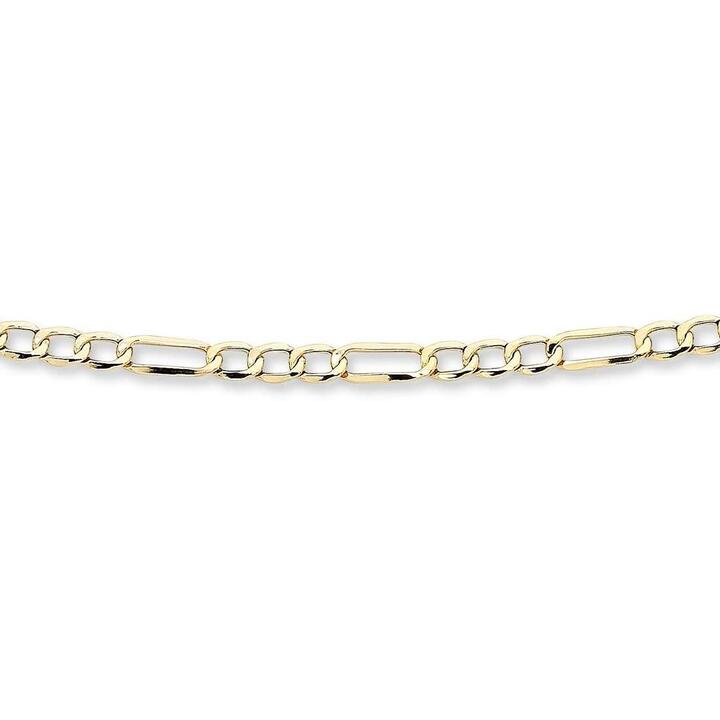 Image of Necklaces. Productname: 50cm Figaro Chain in 9kt Yellow Gold in Gold colour by brand - Bevilles