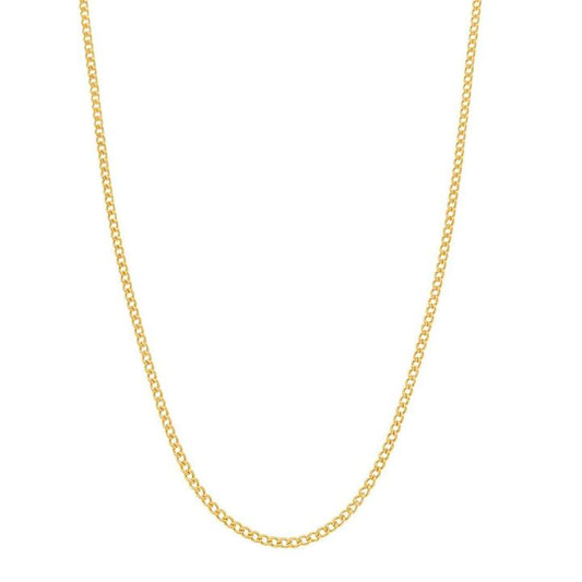 Image of Necklaces. Product name - 40cm Fine Open Curb Chain in 9kt Yellow Gold in colour by brand - Bevilles
