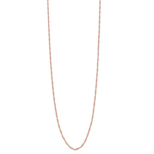 Image of Necklaces. Productname: 9kt Rose Gold Singapore Chain Necklace 55cm in Gold colour by brand - Bevilles