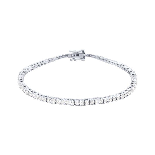 Image of Bracelets. Product name - 18cm 2mm Width Cubic Zirconia Tennis Bracelet in Sterling Silver in colour by brand - Bevilles