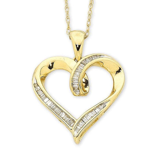 Image of Charms. Productname: 45cm Heart Pendant Necklace with 0.20tw of Diamonds in 9kt Yellow Gold in Diamond colour by brand - Bevilles
