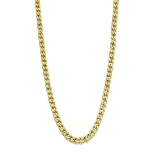 Image of Necklaces. Productname: 9kt Yellow Gold Bonded 4 Sided Curb Necklace 65cm in colour by brand - Bevilles