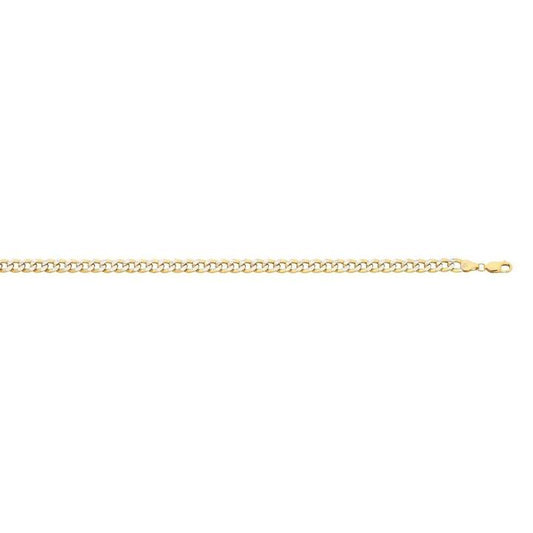 Image of Necklaces. Productname: 9kt Two Tone Gold Silver Infused Diamond Cut Curb Chain Necklace in Gold colour by brand - Bevilles