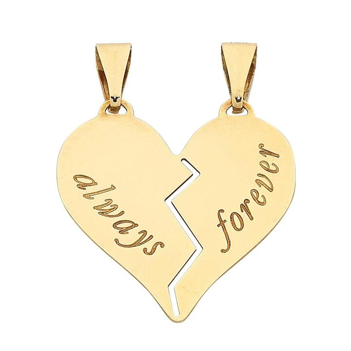 Image of Charms. Productname: 9kt Yellow Gold Silver Infused 'Always Forever' Heart Pendant in Gold colour by brand - Bevilles