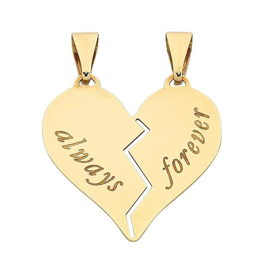 Image of Charms. Productname: 9kt Yellow Gold Silver Infused 'Always Forever' Heart Pendant in Gold colour by brand - Bevilles