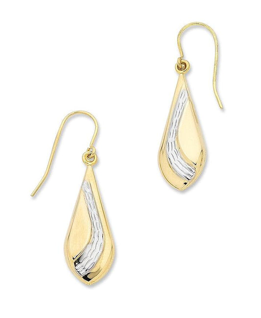 Image of Earrings. Productname: 9kt Two Tone Silver Infused Drop Earrings in Gold colour by brand - Bevilles