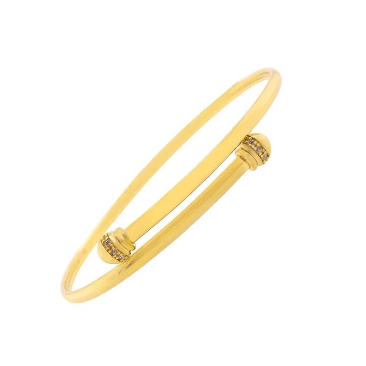 Image of Jewelry. Productname: 9kt Yellow Gold Silver Infused Cubic Zirconia Bangle in Gold colour by brand - Bevilles