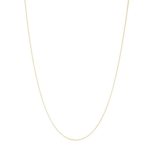 Image of Necklaces. Productname: 45cm Diamond Cut Curb Chain in 9kt Yellow Gold in colour by brand - Bevilles