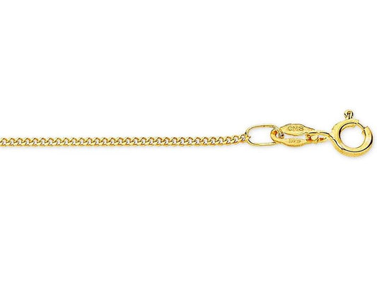 Image of Necklaces. Productname: 9kt Yellow Gold Fine Curb Chain Necklace 40cm in Gold colour by brand - Bevilles