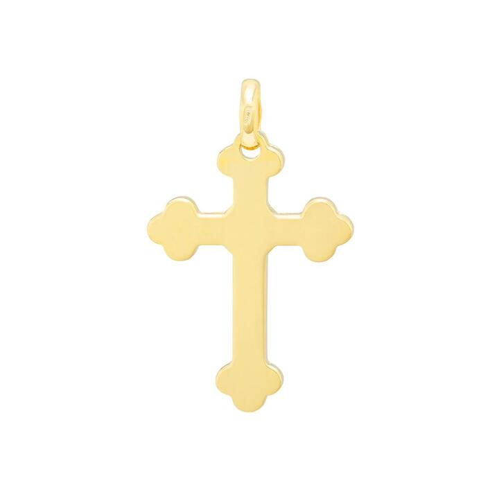 Image of Charms. Productname: Ornate Cross Pendant in 9kt Yellow Gold in Gold colour by brand - Bevilles