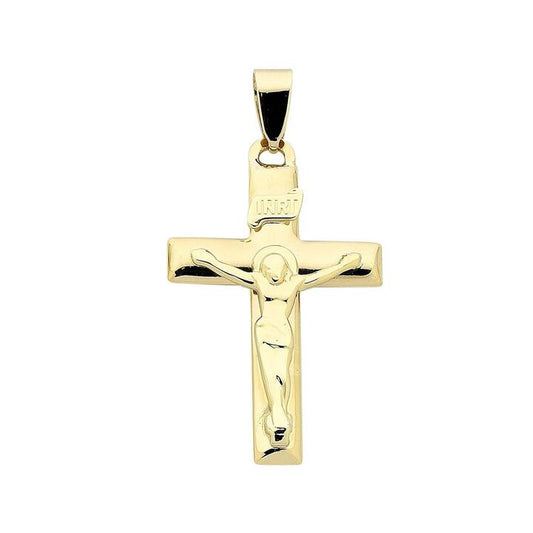 Image of Charms. Productname: Crucifix Cross Pendant in 9kt Yellow Gold in Gold colour by brand - Bevilles