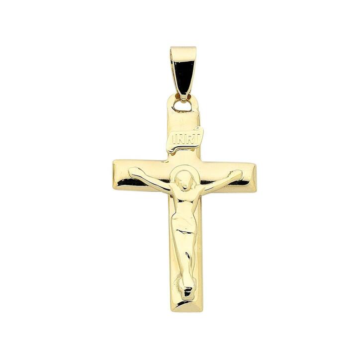 Image of Charms. Product name - Crucifix Cross Pendant in 9kt Yellow Gold in colour by brand - Bevilles