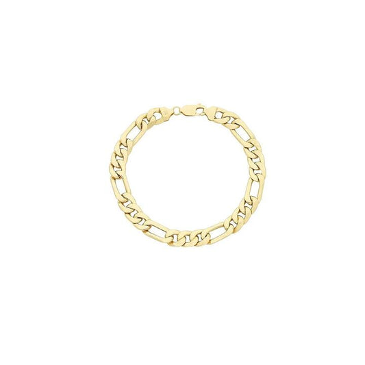 Image of Bracelets. Productname: 9kt Yellow Gold Silver Infused 1/3 Figaro Bracelet in Gold colour by brand - Bevilles
