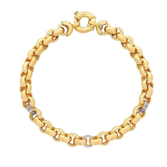 Image of Bracelets. Productname: 9kt Yellow Gold Silver Infused Belcher Bracelet in Gold colour by brand - Bevilles