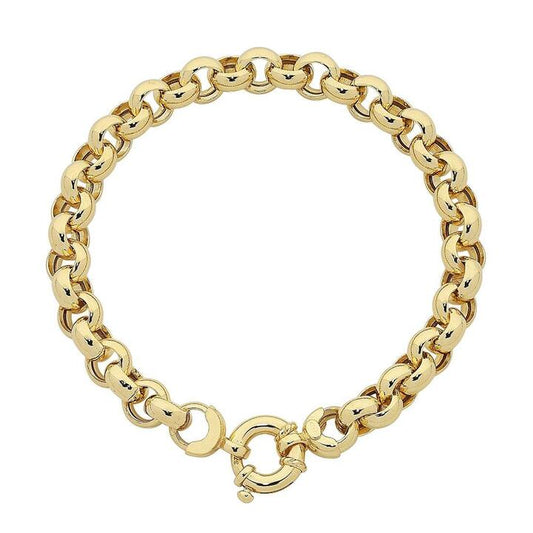 Image of Bracelets. Productname: 9kt Yellow Gold Silver Infused Bolt Ring Bracelet in Gold colour by brand - Bevilles