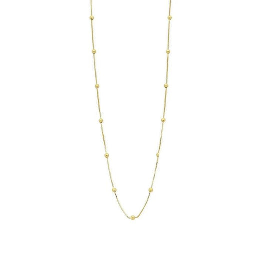 Image of Necklaces. Productname: 9kt Yellow Gold Silver Infused Chain And Ball Necklace 45cm in Gold colour by brand - Bevilles