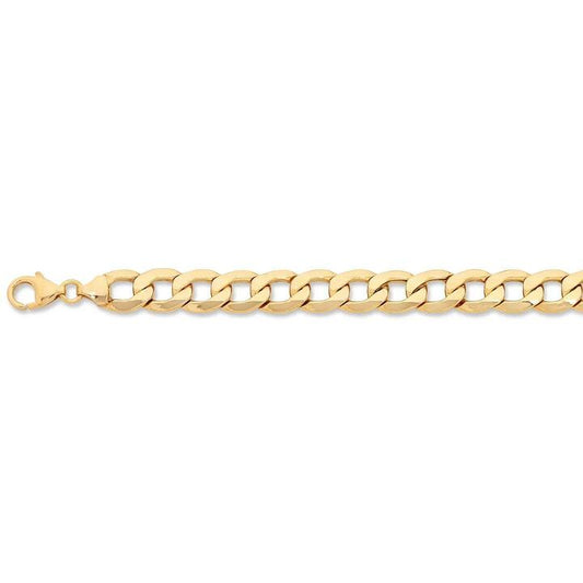 Image of Necklaces. Productname: 9kt Yellow Gold Silver Infused Curb Necklace in Gold colour by brand - Bevilles