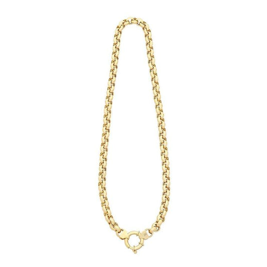 Image of Jewelry. Productname: 9kt Yellow Gold Silver Infused Belcher Necklace with Bolt Ring in Gold colour by brand - Bevilles