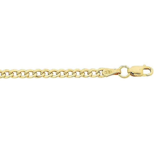 Image of Anklets. Productname: 9kt Yellow Gold Silver Infused Curb Anklet in Gold colour by brand - Bevilles