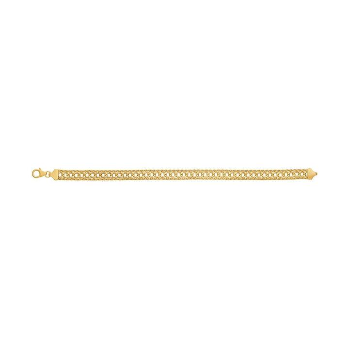 Image of Bracelets. Productname: 9kt Yellow Gold Fancy Curb center Bracelet 19cm in Gold colour by brand - Bevilles